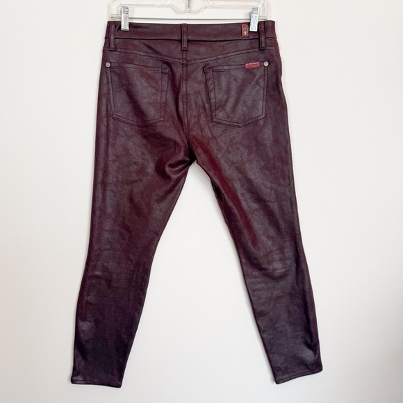 Women 7 For All Mankind 29" Soft Burgundy leather look Skinny Grunge Rock Pants - Picture 4 of 16